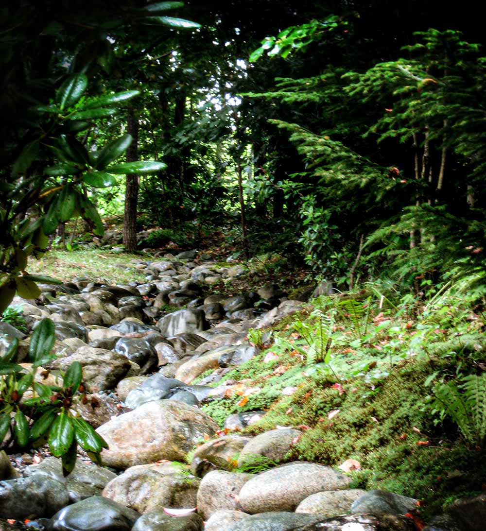 使用した玉石は現地掘削採取にて