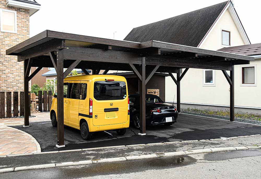 オリジナル木製カーポート3台用