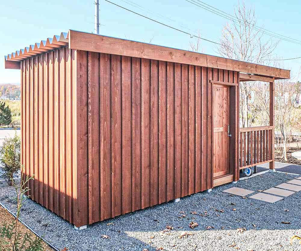 モクモノシリーズtype01 　2.0坪自転車小屋付き　カラマツ縦張押縁　他